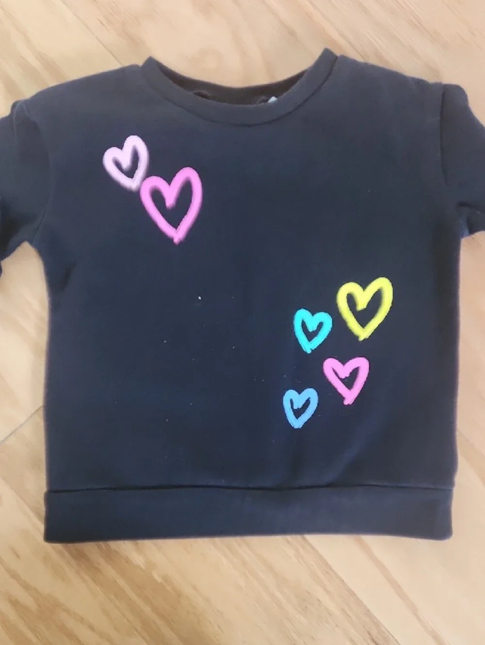 Children's Place Black Sweatshirt with Neon Heart Accents 3 T